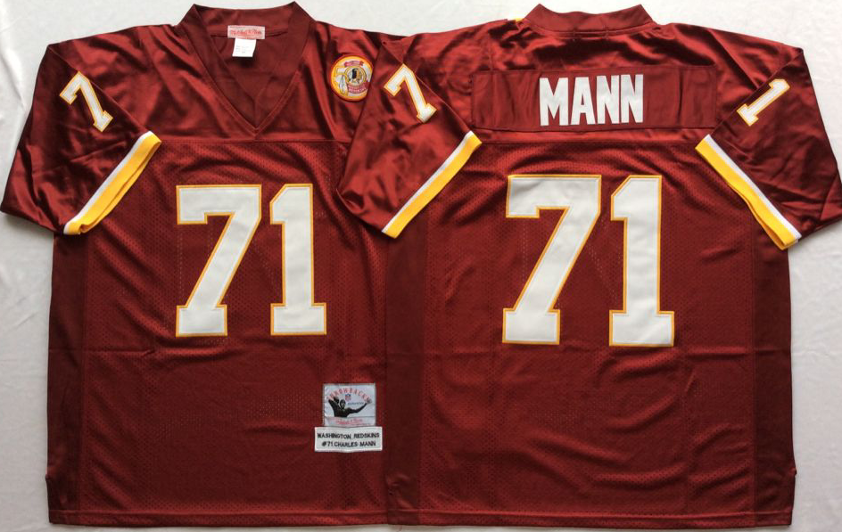 Men NFL Washington Redskins 71 Mann red Mitchell Ness jerseys